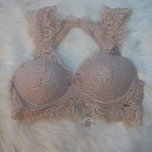 PINK Pink / Cream Keyhole Lace Bralette - Picture 1 of 2